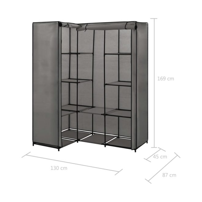 Corner Wardrobe 130x87x169 cm – Grey