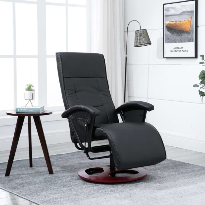 Swivel TV Armchair Faux Leather – Black