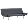 Rutland Sofa Bed with Two Pillows Artificial Leather Adjustable – Grey