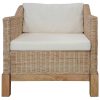 Armchair with Cushions Natural Rattan