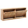 Shoe Storage Bench Solid Walnut Wood – 94x20x38 cm