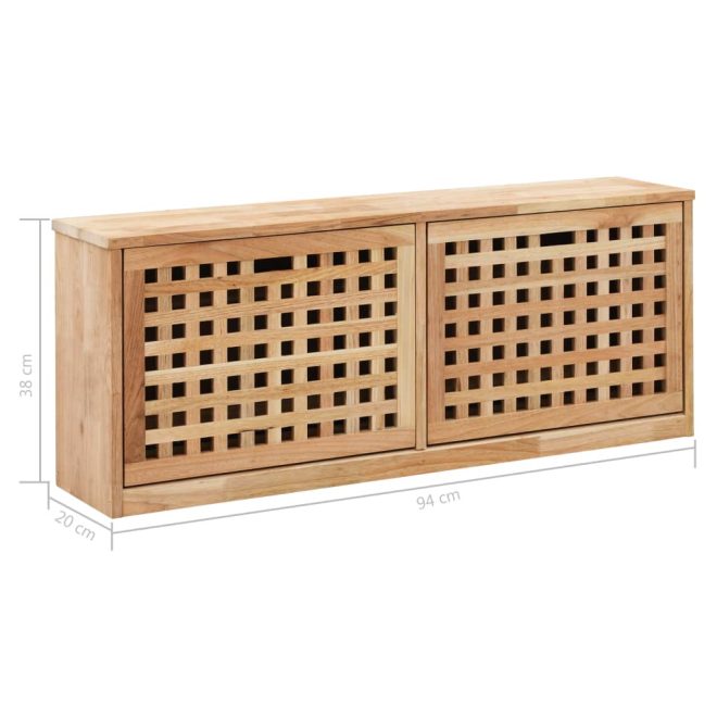 Shoe Storage Bench Solid Walnut Wood – 94x20x38 cm