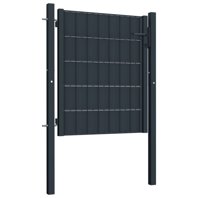 Fence Gate PVC and Steel Anthracite – 100×101 cm