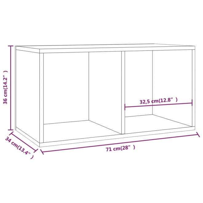 Vinyl Storage Box 71x34x36 cm Engineered Wood – White