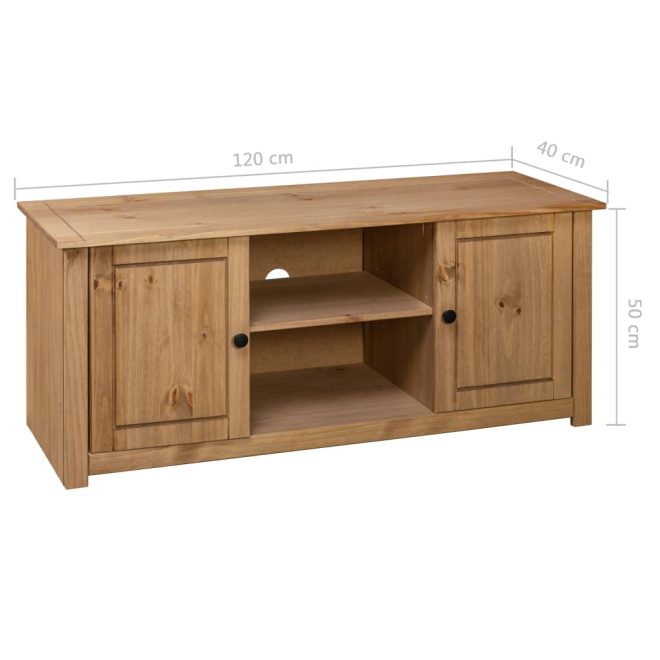 Keera TV Cabinet 120x40x50 cm Solid Pine Wood Panama Range – Brown