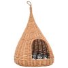 Cat House with Cushion 40×60 cm Natural Willow Teepee