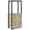 Firewood Rack Black Steel – 44x20x100 cm