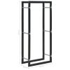 Firewood Rack Black Steel – 44x20x100 cm