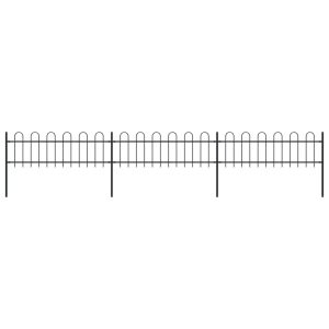 Garden Fence with Hoop Top Steel Black – 0.6 m, 5.1 m