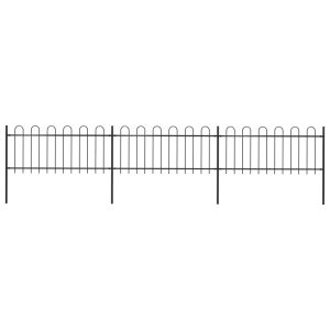 Garden Fence with Hoop Top Steel Black – 0.8 m, 5.1 m