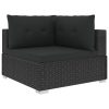 10 Piece Garden Lounge Set with Cushions Poly Rattan Black