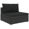 10 Piece Garden Lounge Set with Cushions Poly Rattan Black