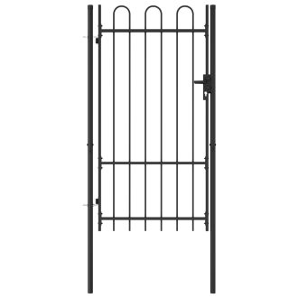 Fence Gate Single Door with Steel Black