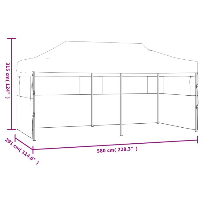 Folding Pop-up Partytent with Sidewalls 3×6 m Steel White