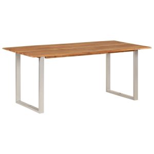 Dining Table Solid Acacia Wood – 180x90x76 cm, Silver