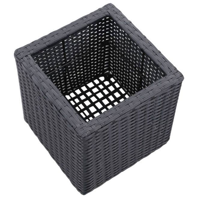 Garden Raised Beds 3 pcs Poly Rattan – Black