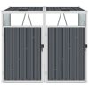 Double Garbage Bin Shed Steel – 143x81x121 cm, Grey