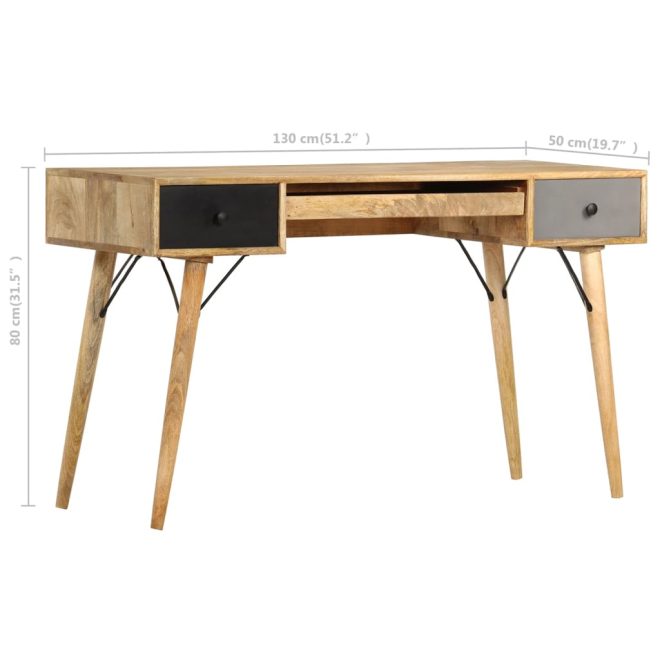 Desk with Drawers 130x50x80 cm Solid Mango Wood