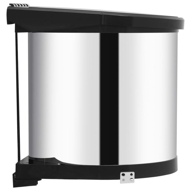 Kitchen Built-in Dust Bin Stainless Steel – 26.5×26.5 cm, Black and Silver