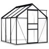 Greenhouse with Base Frame Anthracite Aluminium – 190x190x202 cm