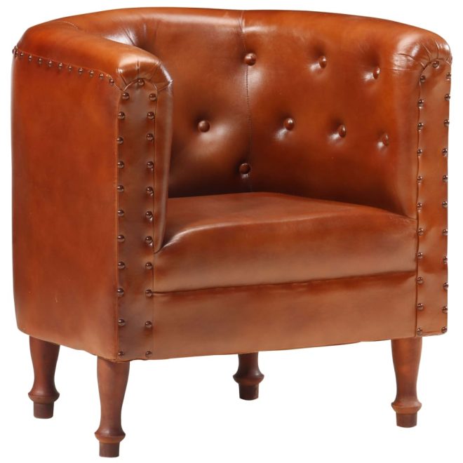 Tub Chair Real Leather – Brown