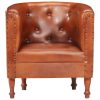 Tub Chair Real Leather – Brown