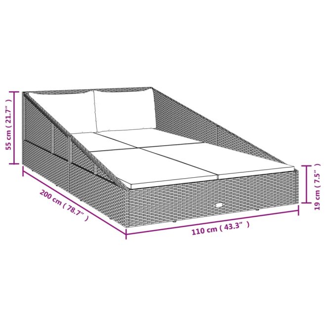 Garden Bed Grey 110×200 cm Poly Rattan