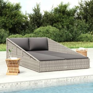 Garden Bed Grey 110×200 cm Poly Rattan