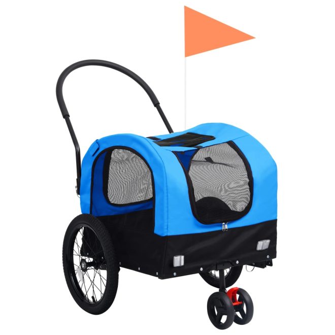 2-in-1 Pet Bike Trailer and Jogging Stroller – Blue and Black