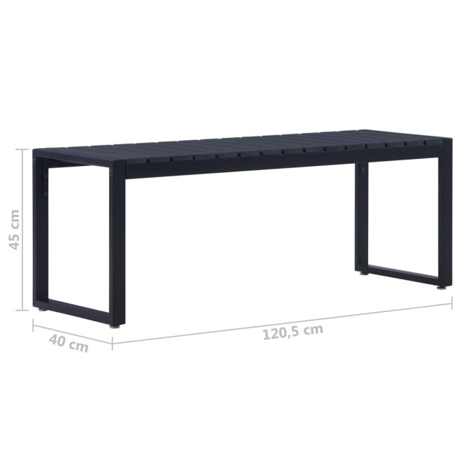 Garden Bench PS Board Black – 120.5x40x45 cm