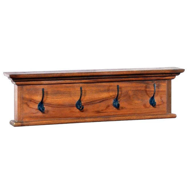 Wall Mounted Coat Rack Solid Teak Wood – 70x10x20 cm