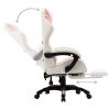 Racing Chair with Footrest Faux Leather – Pink and White