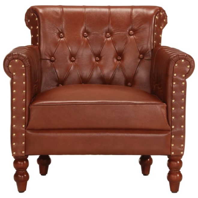 Armchair Real Goat Leather – Brown