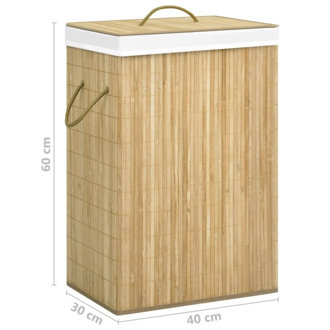 Bamboo Laundry Basket – 40x30x60 cm, Light Brown