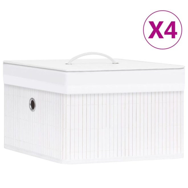 Bamboo Storage Boxes 4 pcs – White