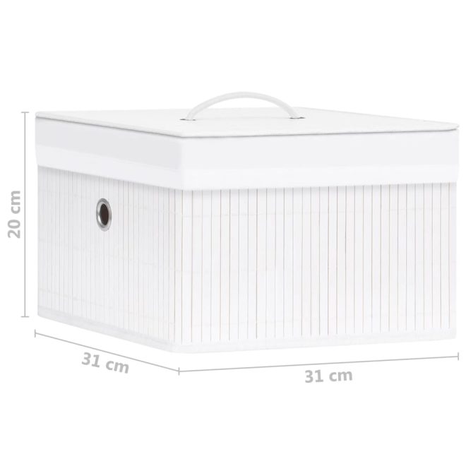 Bamboo Storage Boxes 4 pcs – White