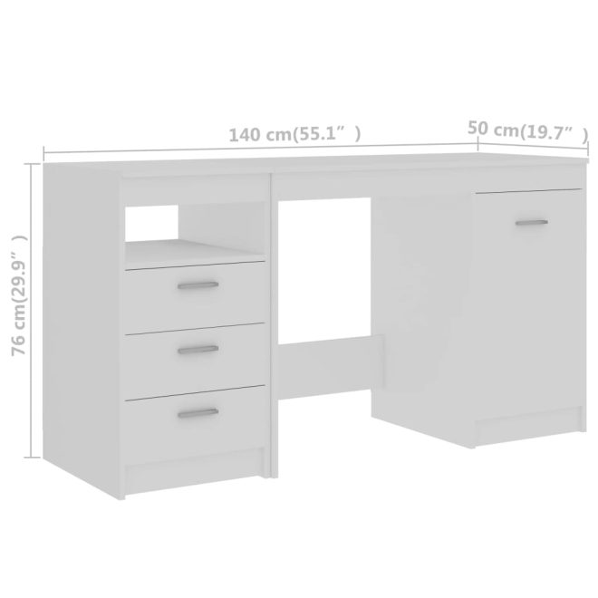 Desk 140x50x76 cm Engineered Wood – White