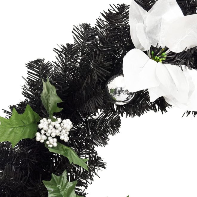 Christmas Garland with LED 2.7 m PVC – Black & Silver