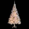 Artificial Christmas Tree with Baubles and LEDs White – 150×75 cm