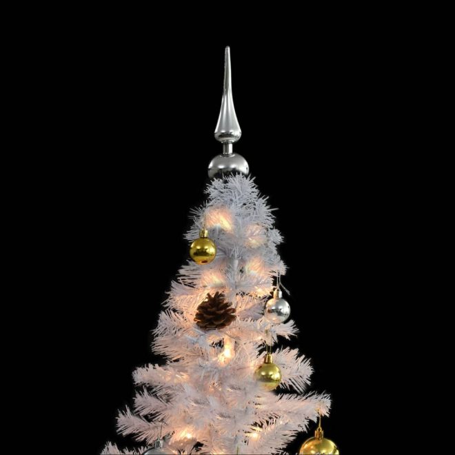 Artificial Christmas Tree with Baubles and LEDs White – 150×75 cm