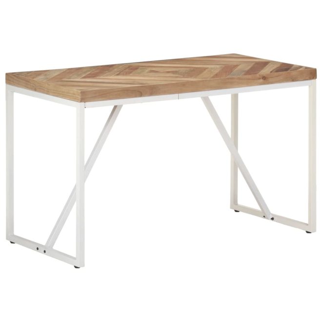 Dining Table Solid Acacia and Mango Wood – 120x60x76 cm, White