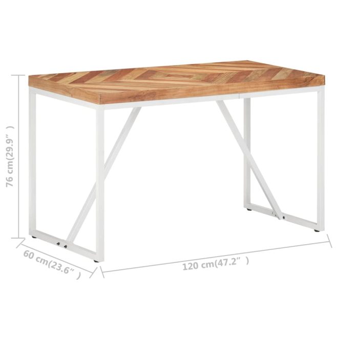 Dining Table Solid Acacia and Mango Wood – 120x60x76 cm, White