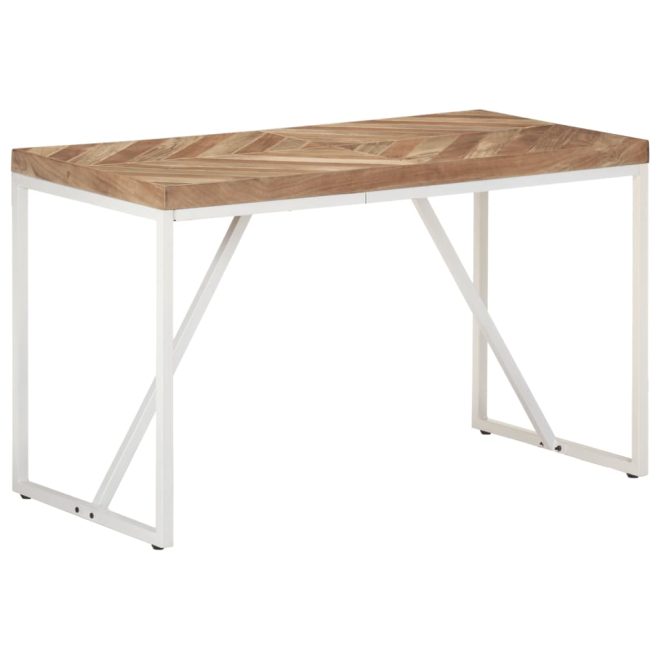 Dining Table Solid Acacia and Mango Wood – 120x60x76 cm, White