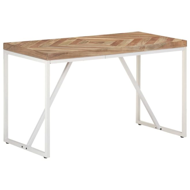 Dining Table Solid Acacia and Mango Wood – 120x60x76 cm, White