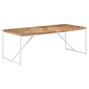 Dining Table Solid Acacia and Mango Wood – 200x90x76 cm, White