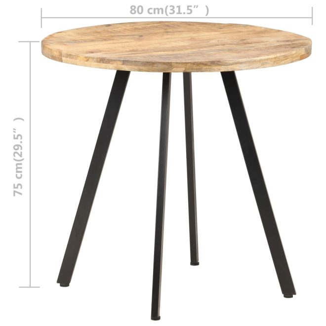 Dining Table 80 cm – Rough Mango Wood