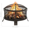 Rustic Fire Pit with Poker 67.5 cm XXL Steel