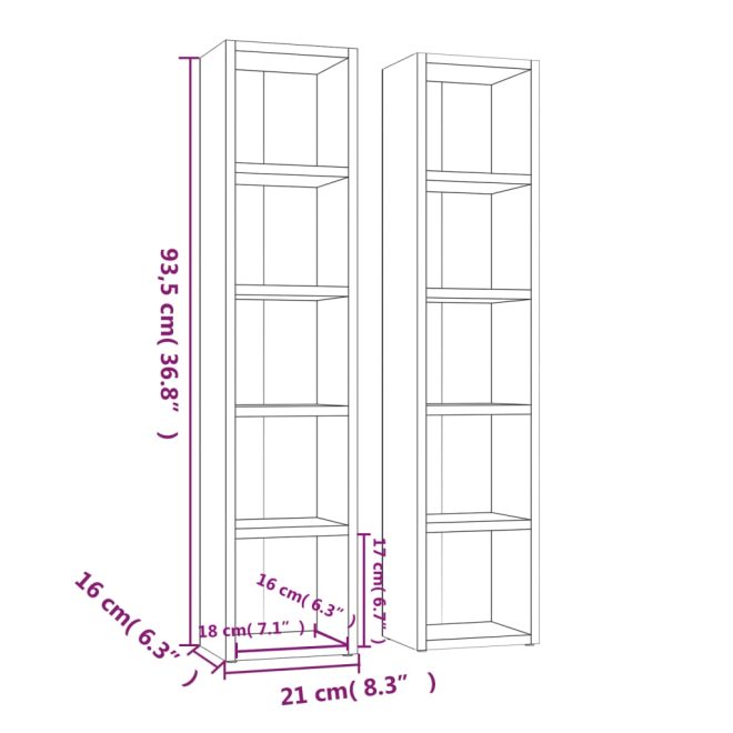 CD Cabinets 21x16x93.5 cm Engineered Wood – White