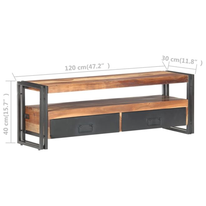 Alpine TV Cabinet 120x30x40 cm Solid Wood with Sheesham Finish