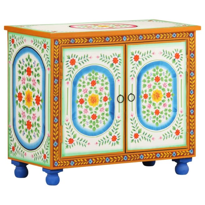 Hand Painted Sideboard 70x35x60 cm Solid Mango Wood – MULTICOLOUR